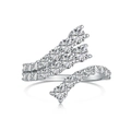 Eleganter S925 Sterling Silber Ring mit unregelmäßigem Zirkonia-Federdesign, verstellbar - US 5 / Silber (DY120659-S-W-WH)