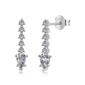 Boucles d'oreilles en argent S925 avec zircons en forme de poire sur un fond blanc - Argent 925 / Argent (DY110245-S-W-WH)