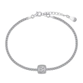 Lussuoso bracciale in argento 925 con zirconi incastonati a mano e pendente quadrato - Argento 925 / Platino