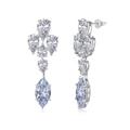Elegant S925 sterling silver drop earrings featuring light blue marquise cut stones - 925 Silver / White Gold Finish With Blue Stone