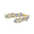 Irregular geometric S925 sterling silver ring with multi-shape zircon in gold finish - Gold Color (DY120895)