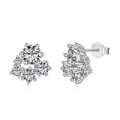Eleganti orecchini a lobo in argento S925 con zirconi e brillante design floreale - Argento 925 / Argento Zirconia Bianca