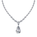 Elegant S925 sterling silver necklace featuring a large pear-cut zircon stone pendant - 925 Silver / Platinum (White Zirconia)