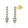 Boucles d'oreilles en argent S925 plaqué or avec zircons ronds et pendentif poire - Argent 925 / Or (DY110245-S-G-WH)