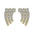 Gouden S925 sterling zilveren vleugeloorbellen met zirkonia kwastjes voor dames - Goud (DY110181-S-G-WH)