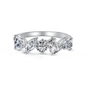 Anello in argento sterling S925 con cinque zirconi multi-taglio in un design a grappolo - US 6 / Oro Bianco Con Zirconia Bianca