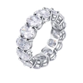 Eleganter S925 Sterlingsilber Ewigkeitring mit oval geschliffenen funkelnden Diamanten - US 7 / Weißgold Mit Weißem Zirkonia