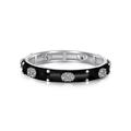 S925 silver ring featuring black enamel and zircon cluster settings for women - US 9 / Silver Black