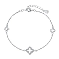Pulsera minimalista de plata de ley S925 con trébol de cuatro hojas y circonitas pavé - Plata 925 / Platino