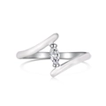 Anello minimalista in argento sterling S925 con zircone marquise e design asimmetrico - US 5 / Oro Bianco