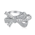 Anello in argento sterling 925 a fiocco con pavé di pietre di zirconia cubica - US 9 / Argento