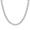 Collar tennis clásico de plata de ley S925 de 4 mm con circonitas redondas brillantes - Plata 925 / Oro Blanco (#40)