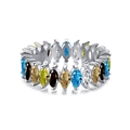 S925 sterling silver eternity ring with colorful marquise cut cubic zirconia stones - US 7 / Platinum Multi Zirconia