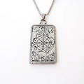 Collar con colgante de tarot Rueda de la Fortuna vintage en plata oxidada para hombres y mujeres - Plateado