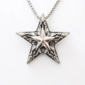 Gothic ster hanger ketting met vierkante parelketting in vintage roestvrij staal - Zilver