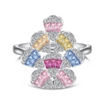 Eleganter S925 Sterlingsilberring mit Heißluftballon-Design und bunten Kristallen - US 5 / Silber