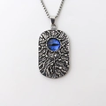 Pendaglio punk quadrato con malocchio blu e finitura in argento invecchiato - Argento