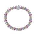 Regenbogen S925 Silber Armband mit bunten Zirkonia in V-förmiger Fassung Design - Platin DY150248-S-W-BC#16 / 925er Silber