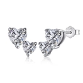 Boucles d'oreilles cœur en argent 925 avec double zircone étincelante pour femmes - Argent 925 / Or Blanc Zirconia Blanc (DY1D0181-S-W-WH)