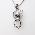 Gothic punk spin schedel hanger ketting in vintage zilver met een box ketting - Zilver