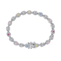 Pulsera de plata S925 con eslabones de pera y piedras de circonita cuadrada de colores - Estilo de Cierre de Caja Talla 16 (白金DY150245-S-W-BC#16) / Plata 925
