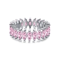 S925 sterling silver eternity ring with marquise cut pink cubic zirconia stones - US 8 / Silver Pink Zirconia