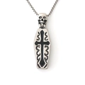 Collana con ciondolo a bara gotica con croce nera e teschio su catena in acciaio - Argento