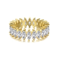 Elegant S925 sterling silver eternity ring with marquise-cut zircons in golden finish - US 5 / Gold White Zirconia