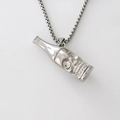 Gothic punk schedelfles hanger ketting met gepolijste vierkante boxketting voor heren - Zilver