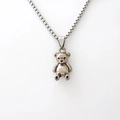 Collana con ciondolo orsetto 3D carino e catena quadrata classica per uomo e donna - Argento