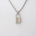 Minimalist silver padlock pendant necklace with box chain for a sleek unisex fashion look - Box Chain / Silver
