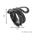 Gotischer schwarzer Schlangenring mit Schuppentextur und mehrlagigem Wickeldesign - Schwarze Mamba Stil