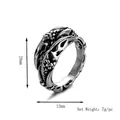 Vintage open ring van legering met onregelmatige gravures van bloemen- en vlampatronen - Zilver