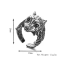 Anello da uomo testa di lupo vintage in argento antico, gioielli animali altezza 29mm - Stile Aperto Testa di Lupo / Argento