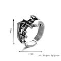 Vintage asymmetric hollow cross ring in antique silver finish with adjustable open band - Silver