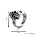Vintage silver skull claw ring for men, 32mm high punk rock alloy jewelry - Silver