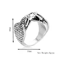 Vintage silver double snake open ring with scale texture and 28mm height dimensions - Antique Silver