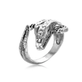 Anello coccodrillo punk vintage argento regolabile con scaglie dettagliate da uomo - Stile Coccodrillo (R-49)