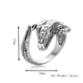 Punk style crocodile alloy open ring with antique silver finish and scale texture - Silver