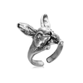 Verstellbarer Hasenring im Vintage-Silber-Punk-Stil mit detailreichen Fellstrukturen - Vintage Kaninchenkopf-Stil (R-55)