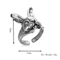 Anello coniglietto vintage stile punk in lega d'argento, altezza 30mm e peso di 10g - Argento