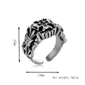 Men's retro gothic cross ring in vintage silver alloy with adjustable open band - Silver