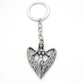 Vintage silver alloy angel wings keychain with creative sculptural pendant for accessories - Silver