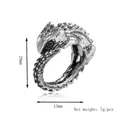 Vintage silver dragon ring with scale details and adjustable hip hop style design - Silver