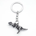 Portachiavi con scheletro di dinosauro in argento stile punk e ciondolo in metallo vintage - Argento