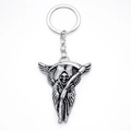 Portachiavi con ciondolo mietitore gotico con ali e finitura in metallo argento antico - Argento
