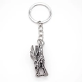 Traditional dragon head metal keychain in antique silver alloy with detailed carving - Silver