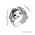 Retro eagle claw ring for men, vintage silver alloy hip hop jewelry, adjustable size - Silver