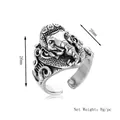 Vintage silver elephant head ring featuring Ganesha design and detailed engravings - Silver