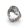Gotischer Rabenkopf Totem Ring verstellbar in Altsilber-Optik für Damen und Herren - Vintage Adlerkopf Stil / Silber